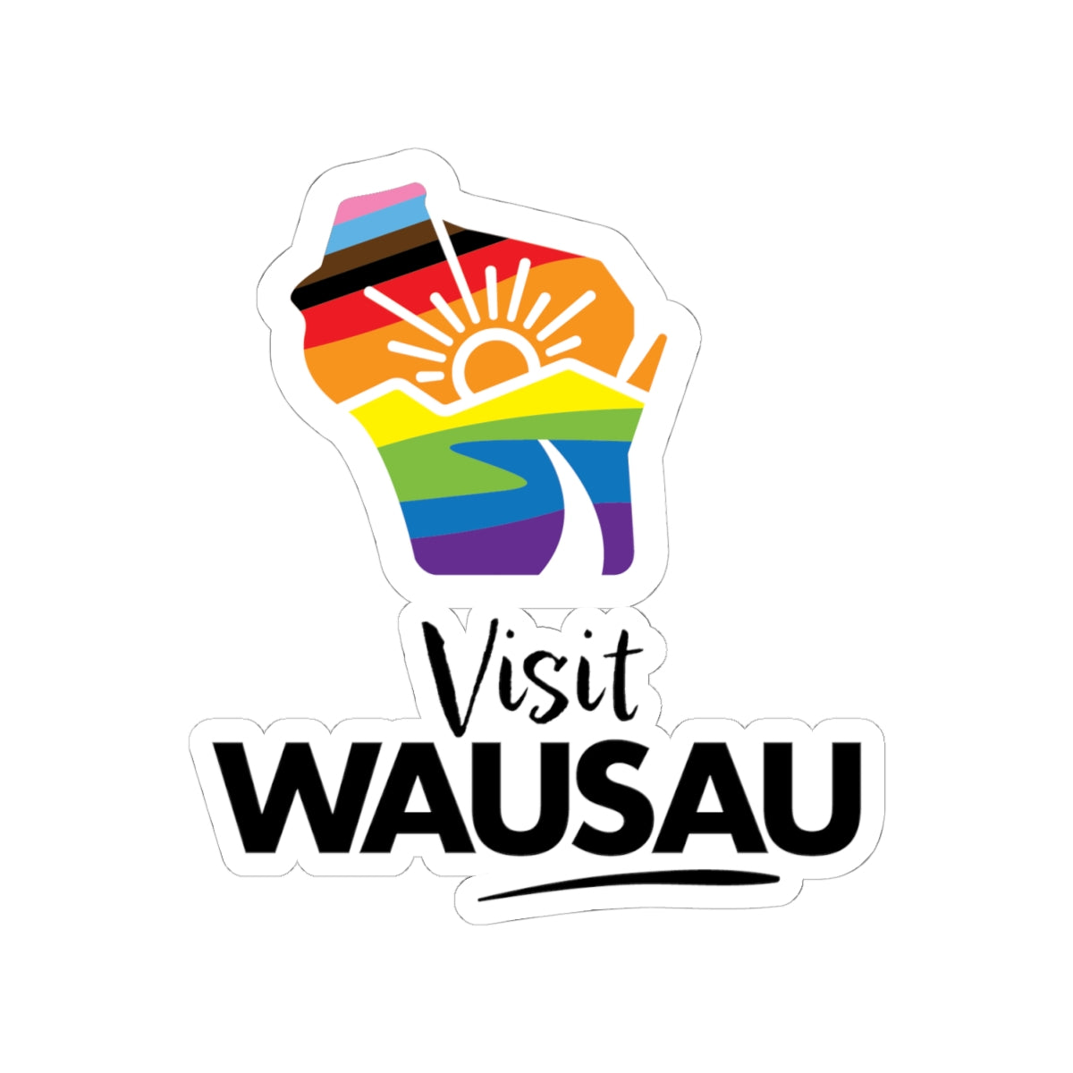 Wausau Pride Kiss-Cut Stickers – Colorful Travel & LGBTQ+ Vibes