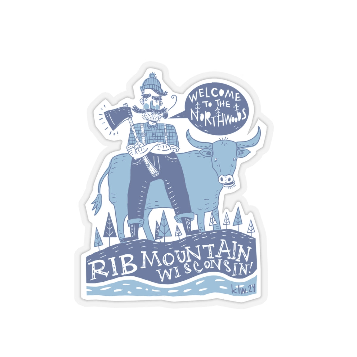 Stickers - Paul Bunyan and Babe the Blue Ox Legendary Design
