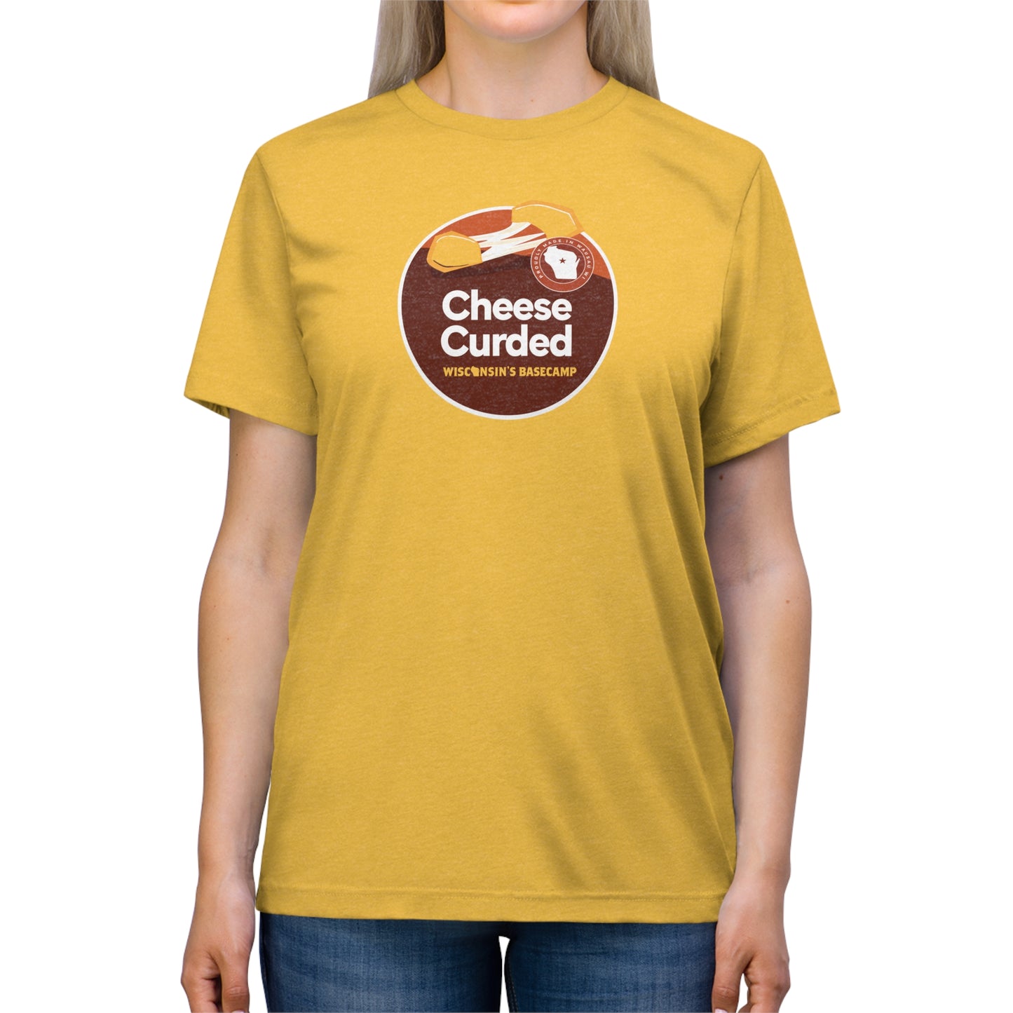 Wisconsin Basecamp Unisex Triblend Tee - Cheese Curds Design