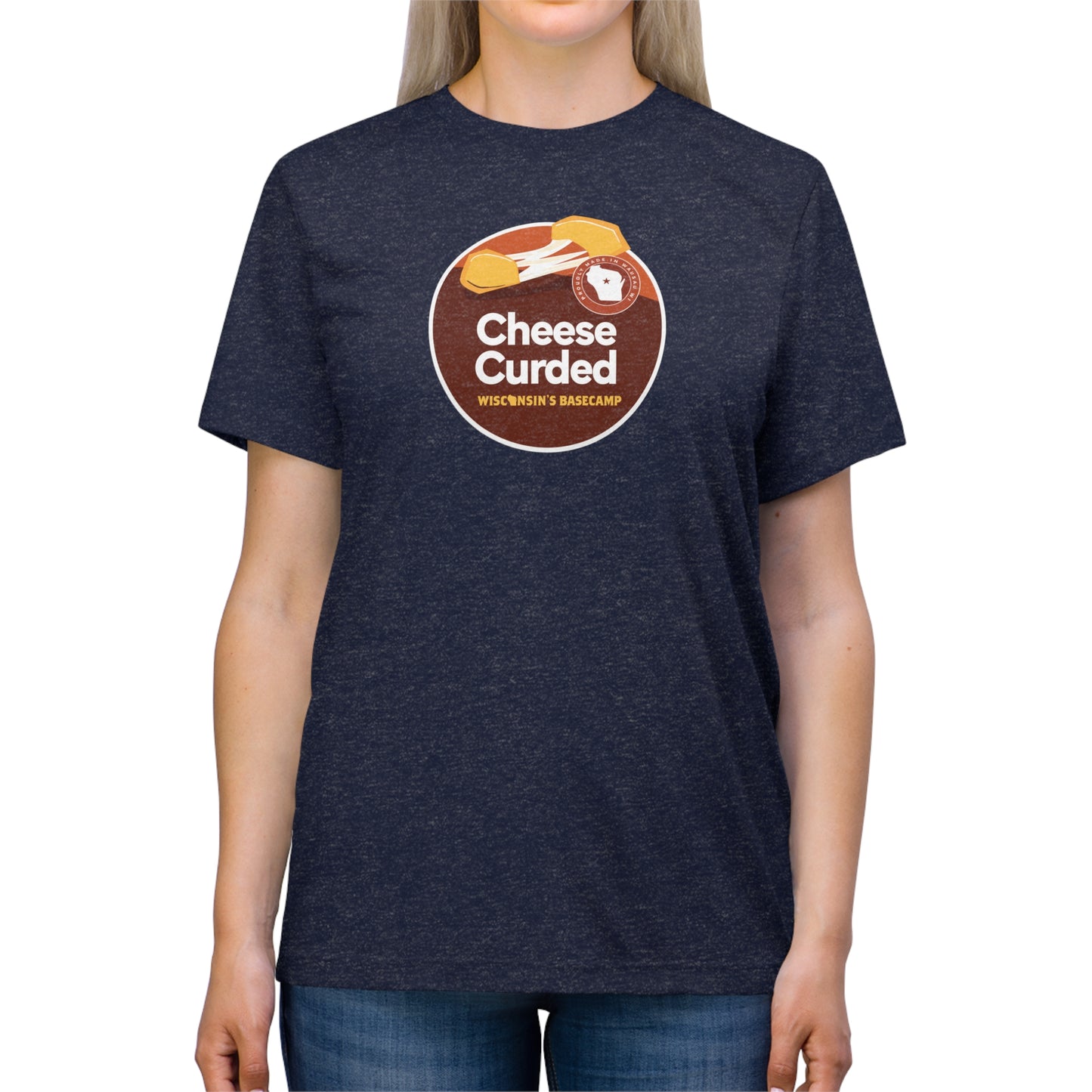 Wisconsin Basecamp Unisex Triblend Tee - Cheese Curds Design