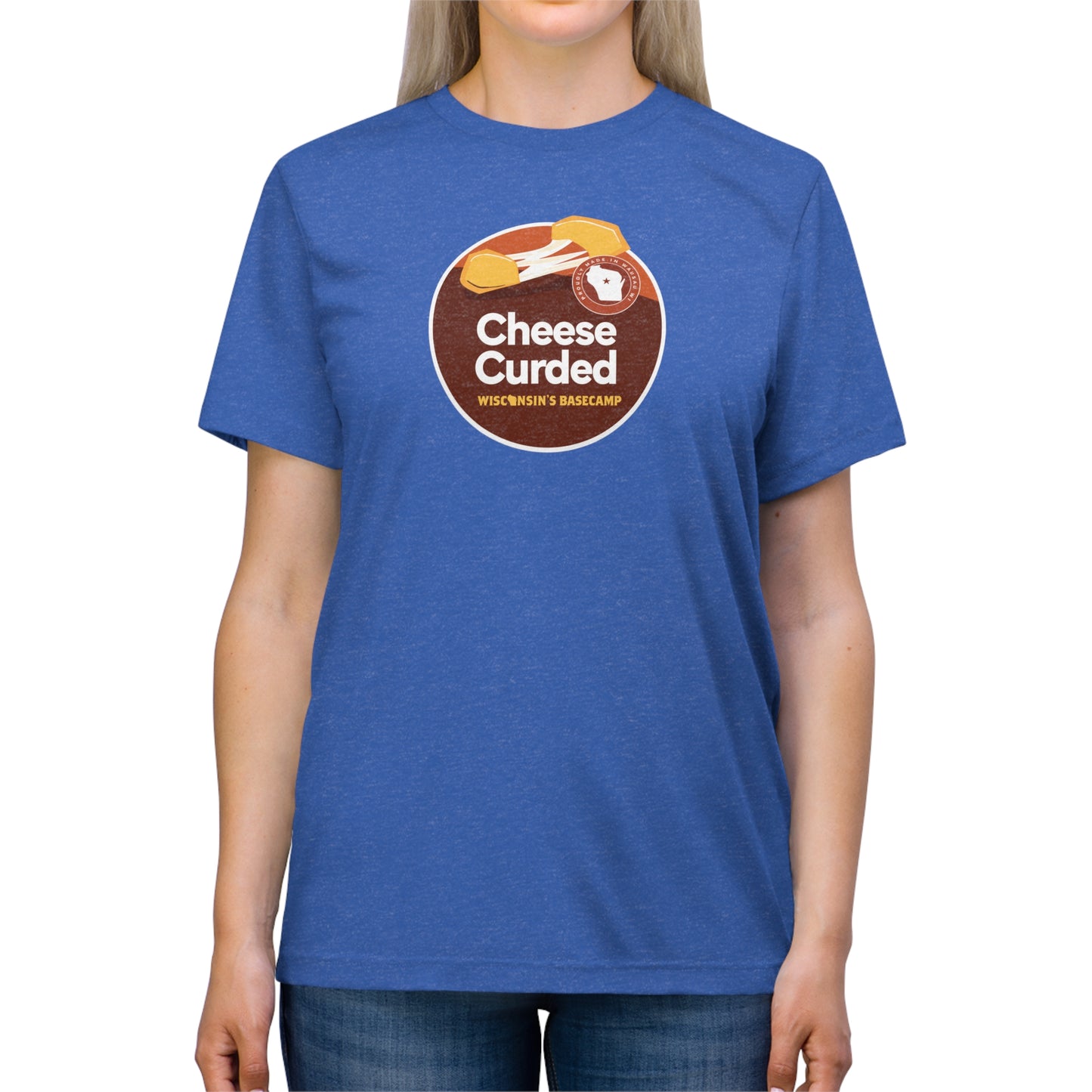Wisconsin Basecamp Unisex Triblend Tee - Cheese Curds Design