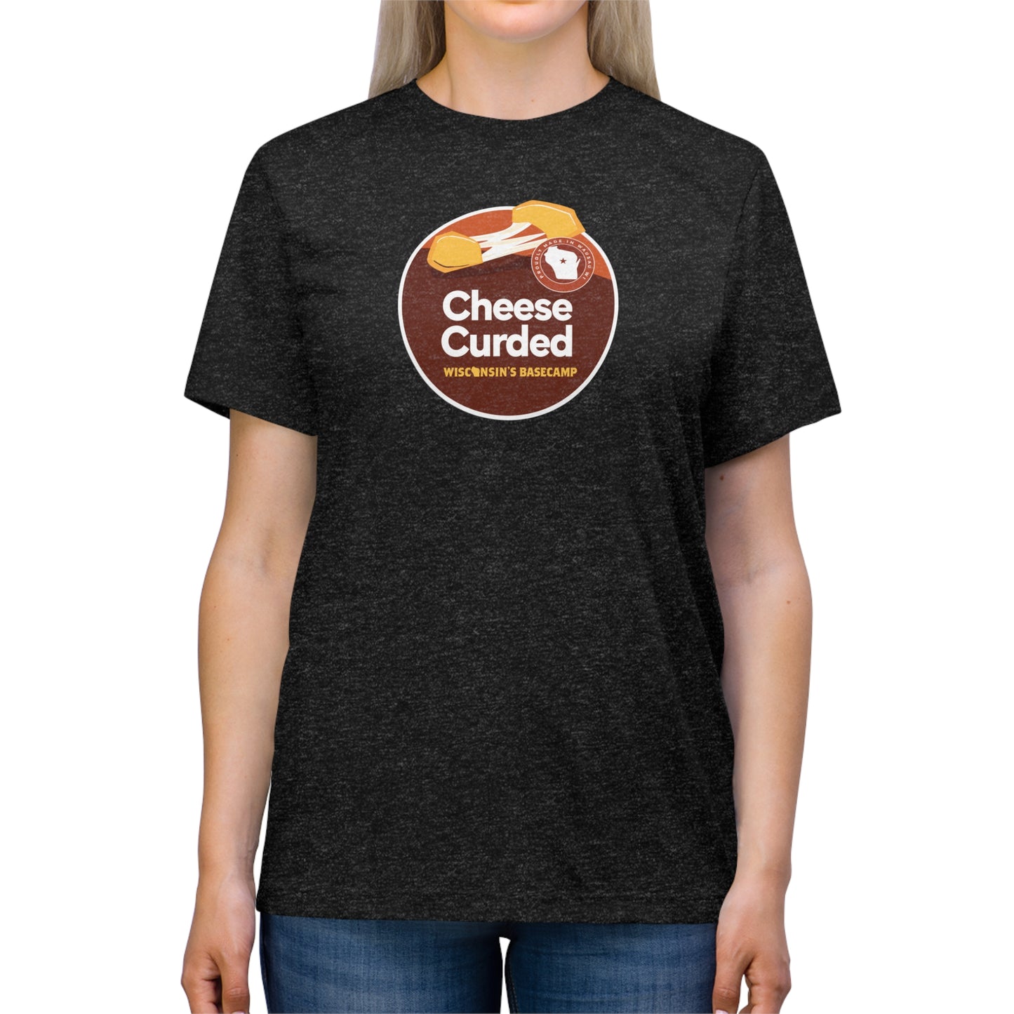 Wisconsin Basecamp Unisex Triblend Tee - Cheese Curds Design