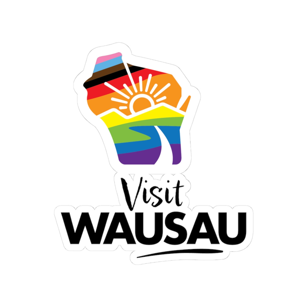Wausau Pride Kiss-Cut Stickers – Colorful Travel & LGBTQ+ Vibes