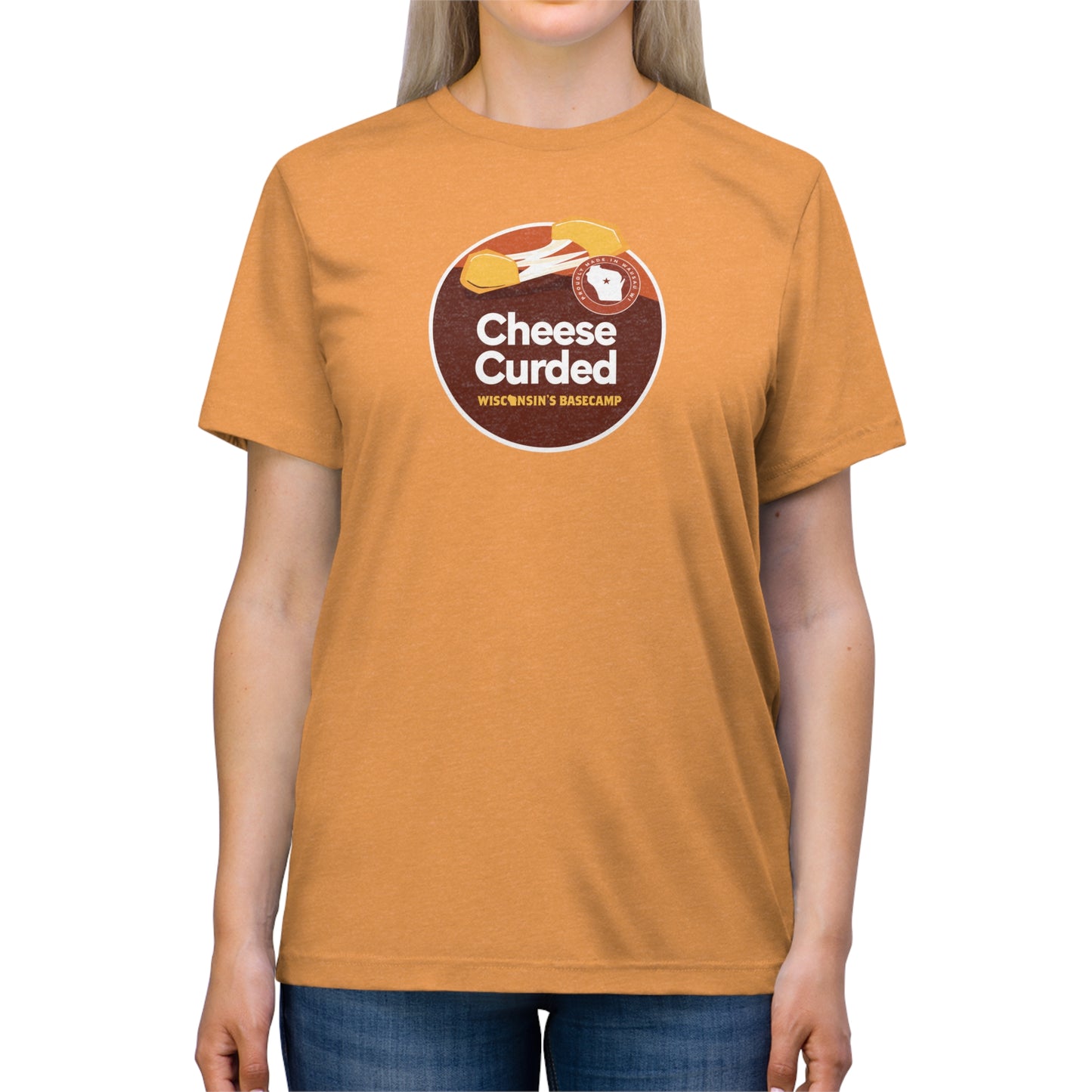 Wisconsin Basecamp Unisex Triblend Tee - Cheese Curds Design