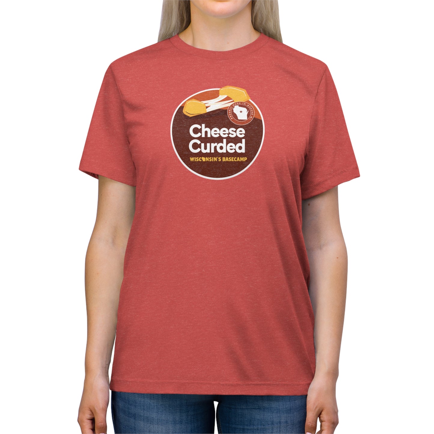 Wisconsin Basecamp Unisex Triblend Tee - Cheese Curds Design